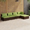 vidaXL Garden Lounge Set Brown with green cushions - 2 of 4