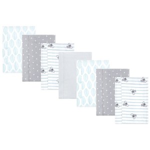 Hudson Baby Cotton Flannel Burp Cloths 7-Pack, Koala Stripe, One Size - 1 of 4