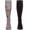 MeMoi 2 Pair Unisex Cotton Blend Compression Knee High Socks, Horse/Solid Medium Gray-Black 10-13 - 2 of 2