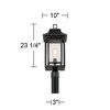 John Timberland Cecile 23 1/4" High Mission Outdoor Post Mount Light Fixture Pole Porch House Box Lantern Weatherproof Black Clear Seeded Glass Shade - 4 of 4