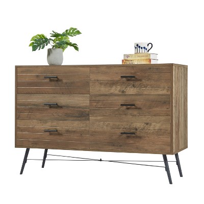 TIRAMISUBEST 6-Drawer Walnut Chest, 6 Drawer Stand, Dressers Bedroom Furniture Large Storage Tower Unit, Dresser for Bedroom, Hallway