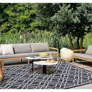 Outdoor Carpet  Modern Geometric Low Pile Non-Shedding Patio Rug Stain-Resistant Easy to Clean Large Area Rug for Outside Rv Balcony, Blue - 1 of 1