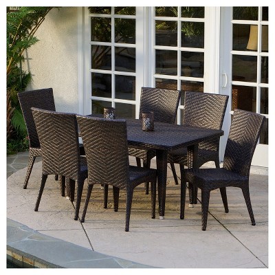 Brooke 7pc Wicker Patio Dining Set - Brown - Christopher Knight Home