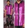 Lars Amadeus Men's Nightclub Party Disco Metallic Short Sleeves Button Down Shiny Shirts - 4 of 4