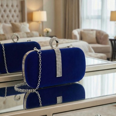 Сумки INSPIRE CHIC U Shaped Evening Bag for Women Rhinestone Clutch Purse with Removable Chain Black 7.5*1.9*4.3 inches — фото 3