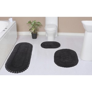 Hampton Crochet Collection Cotton Reversible Tufted Set of 3 Bath Rug Set - Home Weavers - 1 of 4