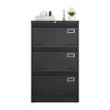 Vynxaria Black 3-Drawer Lateral File Cabinet - Secure Utility Storage Cabinets with Locking Drawers - 2 of 4