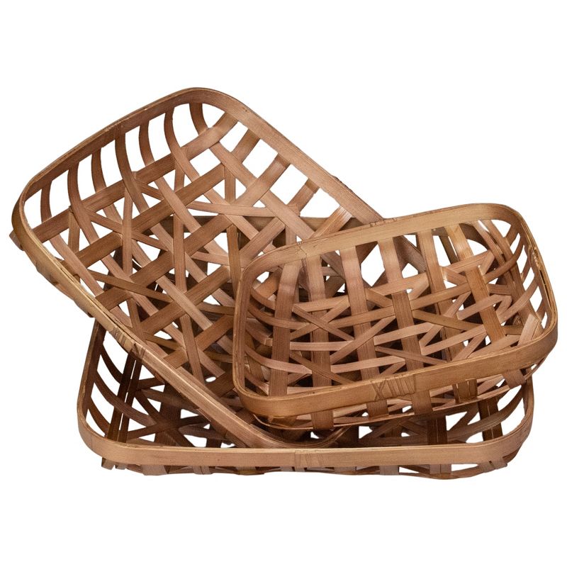 Northlight Set of 3 Brown Square Lattice Tobacco Table Top Baskets, 1 of 6