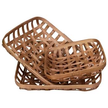 Northlight Set of 3 Brown Square Lattice Tobacco Table Top Baskets