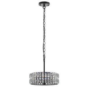 YANSUN 70.9 in. Black Drum Chandelier 3-Light E12 Modern Hanging Light with Crystal Glass Shade for Dining Room Bedroom Kitchen - 1 of 1