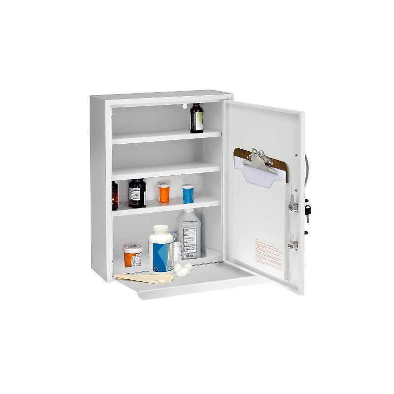 AdirMed 21 in. H x 16 in. W Dual Lock Medicine Security Medical Cabinet in White with Pull-Out Shelf, 3 of 8