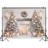 White Christmas Fireplace Photo Background Family Kids Holiday Party Banner Decorations - 4 of 4