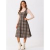 INSPIRE CHIC Women's Plaid Vintage Sleeveless High Waist Midi Pinafore A-Line Dress with Pocket - 2 of 4