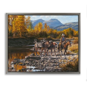 Stupell Industries Down From High Country Cowboy Black Framed Floater Canvas Wall Art - 1 of 4