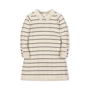 Girls' Organic Long Sleeve Peter Pan Collar Sweater Dress, Kids - 1 of 3