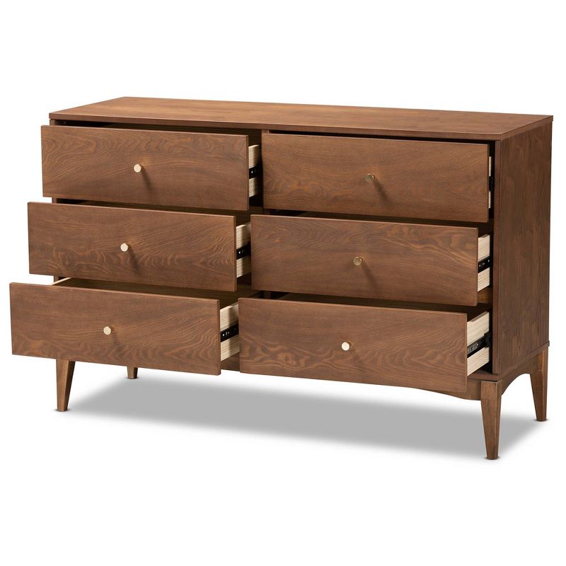 Landis Wood 6 Drawer Dresser Ash Walnut/Gold - Baxton Studio, 5 of 13