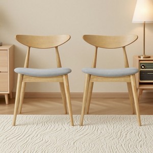 KWPZQEB Fabric with Oak Finish Dining Chairs Set of 2, Dining Chairs with Ergonomic Back & Upholstered, Kitchen Chairs for Dining Room - 1 of 4