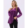 INSPIRE CHIC Women's Velvet V-neck Long Sleeve Solid Tunic Loose Blouse - 4 of 4
