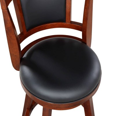 Avianna 29" Cherry Swivel Bar Stool with Leather Seat