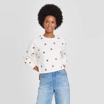 cream cropped sweatshirt