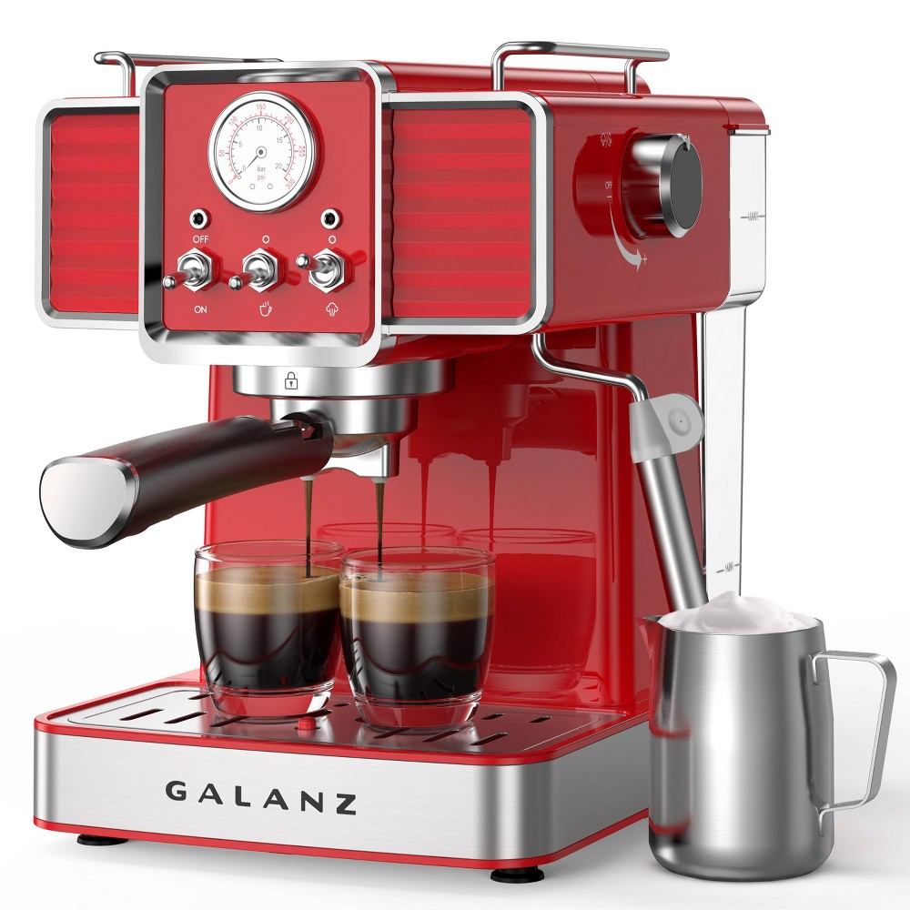 Photos - Coffee Makers Accessory Galanz Americas Retro Pump Expresso Machine-Red 