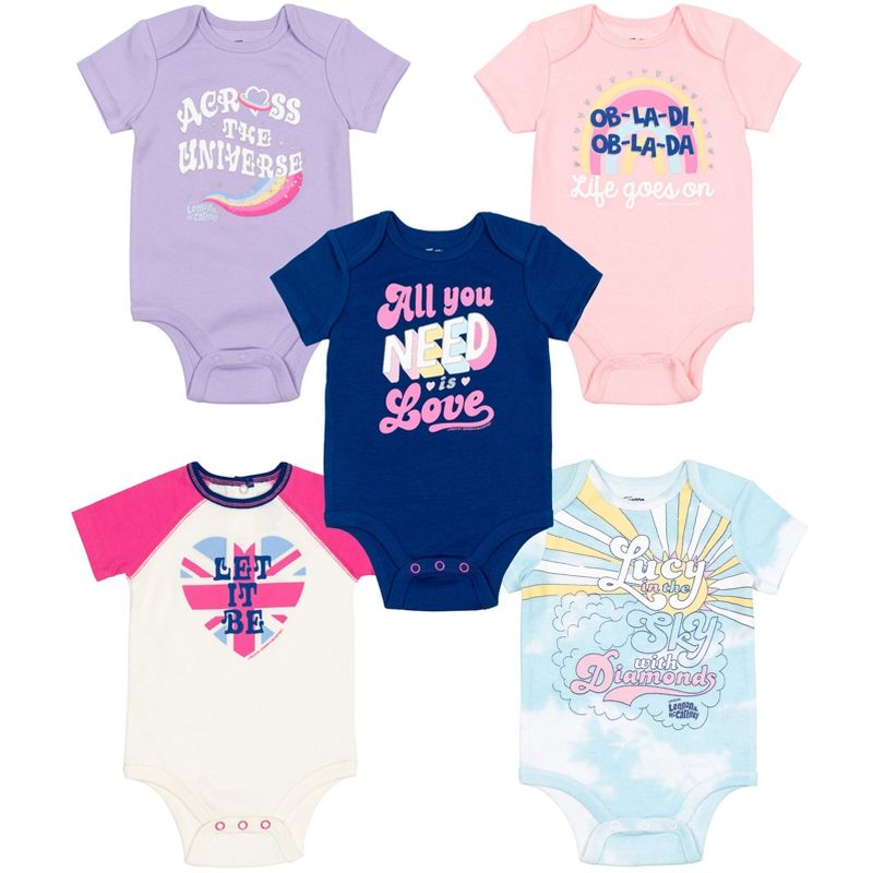 Lyrics by Lennon and McCartney Baby Girls 5 Pack Bodysuits Newborn to Infant, 1 of 8