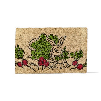 tagltd 1'6" x 2'6" Bunny Eating Raddish Easter Rectangle Indoor Outdoor Coir Door Welcome Mat Multicolored on Beige Background