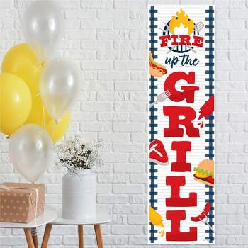 Big Dot of Happiness Fire Up the Grill - Summer BBQ Picnic Party Front Door Decoration - Vertical Banner