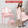Kids Vanity Table and Chair Set with Light, Girls Vanity with Mirror, Drawer and Pretend Playset - 4 of 4