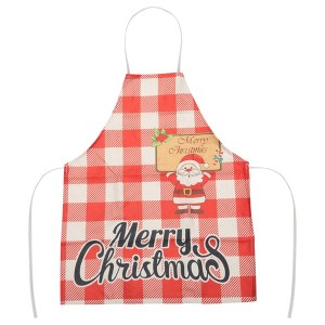 Unique Bargains Christmas Aprons Christmas Celebration in English Santa Claus Linen Red White Black Brown 21.65"x26.77" 1 Pcs - 1 of 4