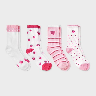 Girls' 4pk 'Strawberry' Crew Socks - Cat & Jack™