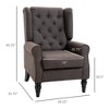 Wingback Accent Chair for Living Room, Button-Tufted Lounge Chair with Round Armrests and Wood Legs - 3 of 4