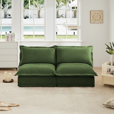 Modern Chenille Armless Sofa Set Of 2,Accent Chairs With 2 Big Back Cushions And 2 Big Pillows,Single Couch,Slipcovered Chair-Maison Boucle