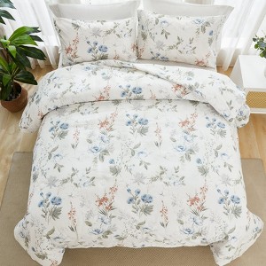 Cozy Flroal Cotton Quilt Set – Soft Breathable 3-Piece Bedding, Romantic Farmhouse Cottage Style - 1 of 4