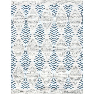 Kenya Blue and Ivory Hand-Knotted Wool 8' x 10' Area Rug
