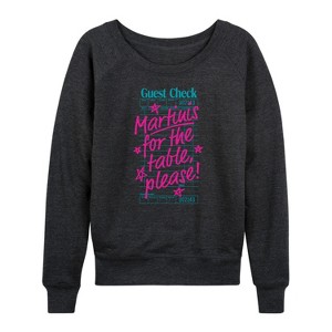 Women's - Instant Message - Martini Check Lightweight French Terry Wide Neck Long Sleeve Shirt - 1 of 4