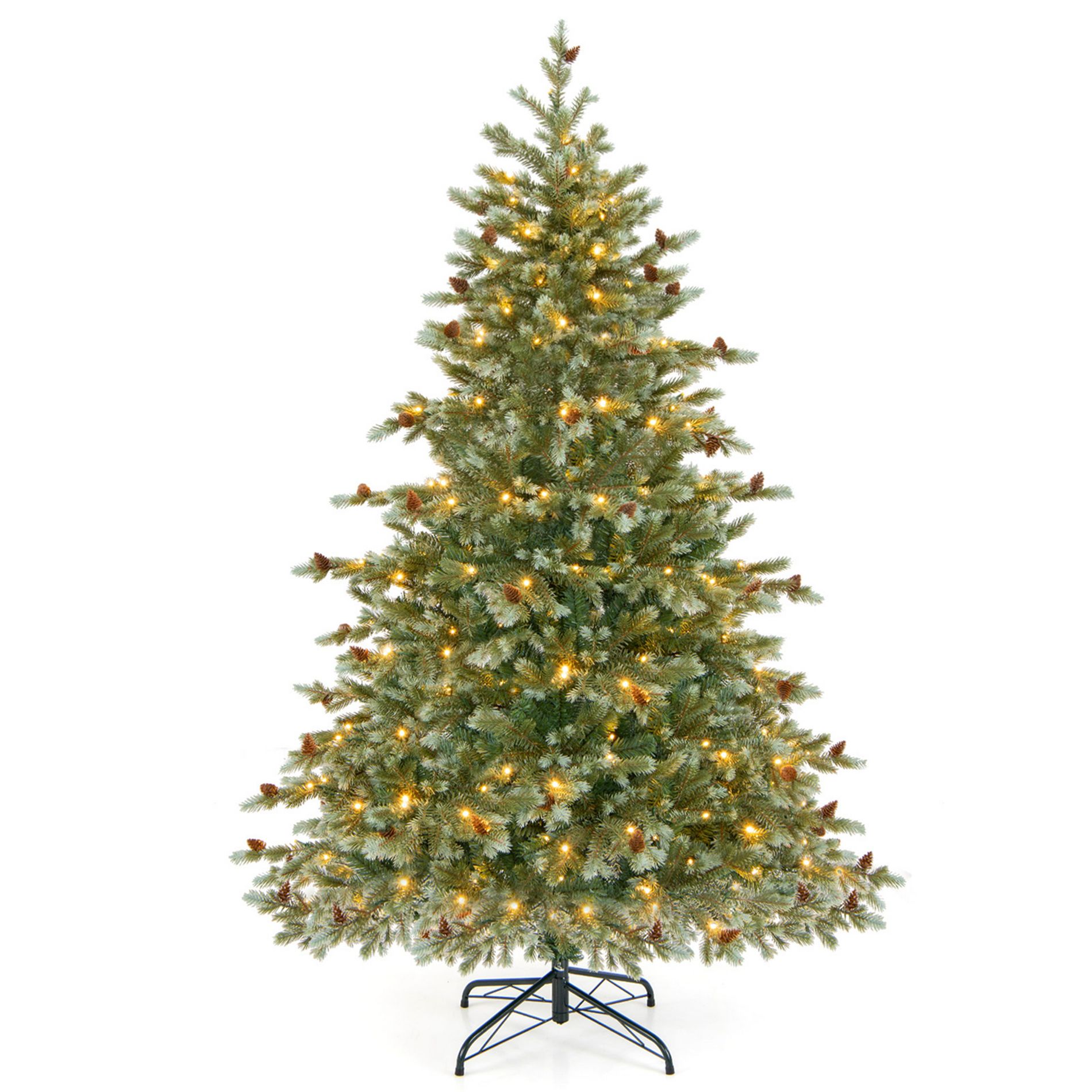 Costway 6 FT Artificial Christmas Tree with 590 Branch Tips 240 Warm White LED Lights