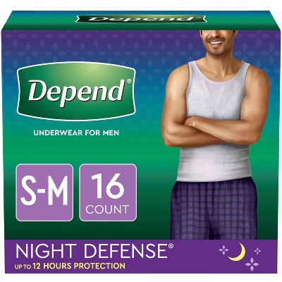 Depend Night Defense Incontinence Fragrance Free Underwear for Men - Overnight - Small/Medium - 16ct