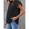 Womens V Neck Ruffled Short Sleeve Polka Dot Blouse Shirts Casual Summer Top Tunic - 3 of 4