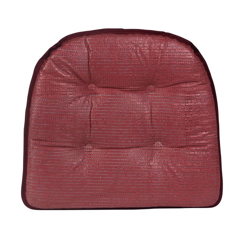Gripper 15&#34; x 16&#34; Non-Slip Twill Tufted Chair Cushions Set of 4 - Burgundy, 2 of 4