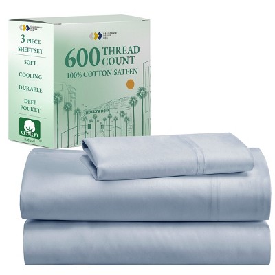 5-Star Luxury Sheet Set | 600 Thread Count 100% Cotton Sateen | Soft & Crisp Bed Sheets with Deep Pockets by California Design Den