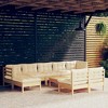 vidaXL Solid Pinewood Patio Lounge Set 10 Piece with Cream Cushions - Outdoor Garden Furniture - 2 of 4