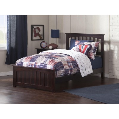 AFI Furnishings Mission Twin Traditional Bed with Matching Footboard and Turbo Charger in Espresso