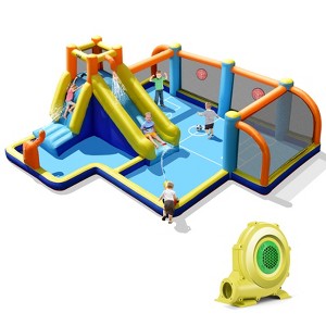 Infans Soccer-Themed Inflatable Water Slide Bouncer Splash Pool With 735W Blower - 1 of 4