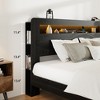 TiramisuBest King Size Wood Platform Bed Frame with Storage, LED Headboard, USB, Noise Free, No Box Spring, Easy Assembly, Dark Black - 3 of 4