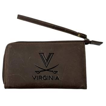Evergreen NCAA Virginia Cavaliers Brown Leather Women's Wristlet Wallet Officially Licensed with Gift Box