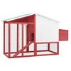 vidaXL Chicken Coop Red and White Solid fir wood, Plywood, Galvanized steel - 4 of 4