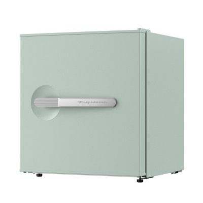 Sage Green Retro Mini Refrigerator with Silver Bar Handle