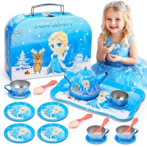 Skirfy 19PCS Kids Tea Party Set Includes Kettle, Princess Tea Time Toys Playset Kitchen Pretend Play Toy for 3-5 Years Old - 1 of 4