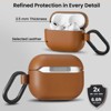 BONGEEK , Full Protective Leather Cover with Carabiner, for Airpods Pro Case 2nd / 1st Generation (2022/2019), Front LED Visible,Caramel Brown - 3 of 4
